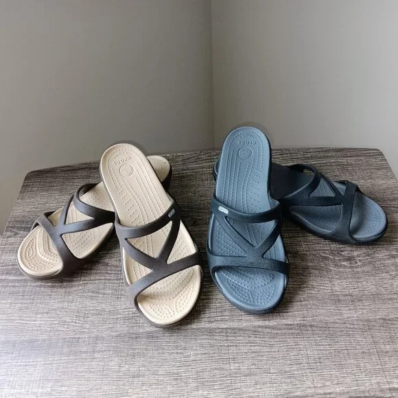 Crocs Bundle 8W Lot Sandals Brown Black - Picture 1 of 10